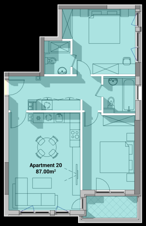 Two bedroom apartment image 59233