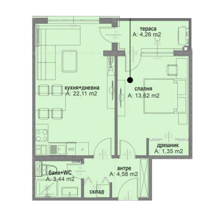 one-bedroom apartment image 59398