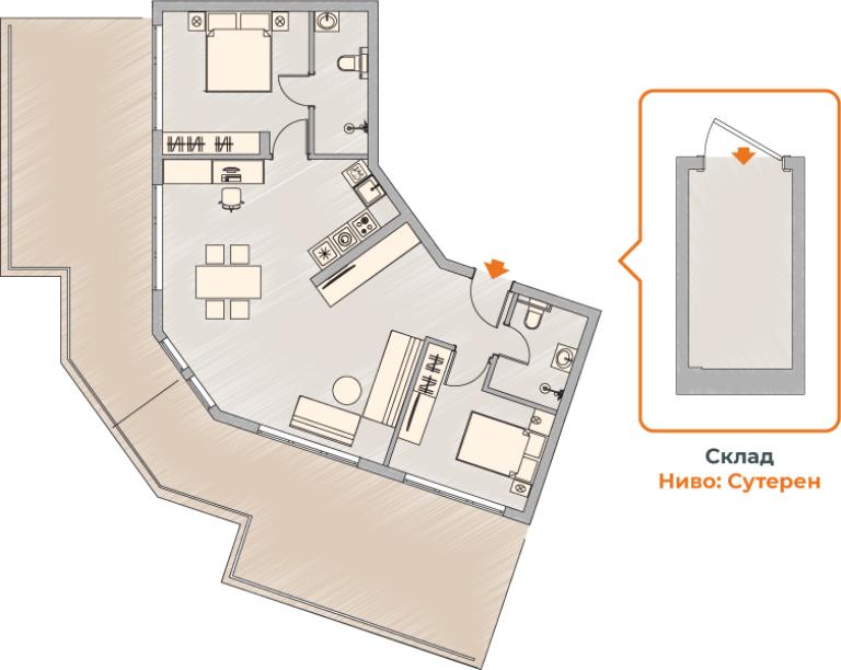 two-bedroom apartment image 74860