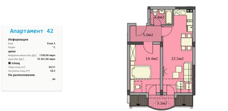 one-bedroom apartment image 48099