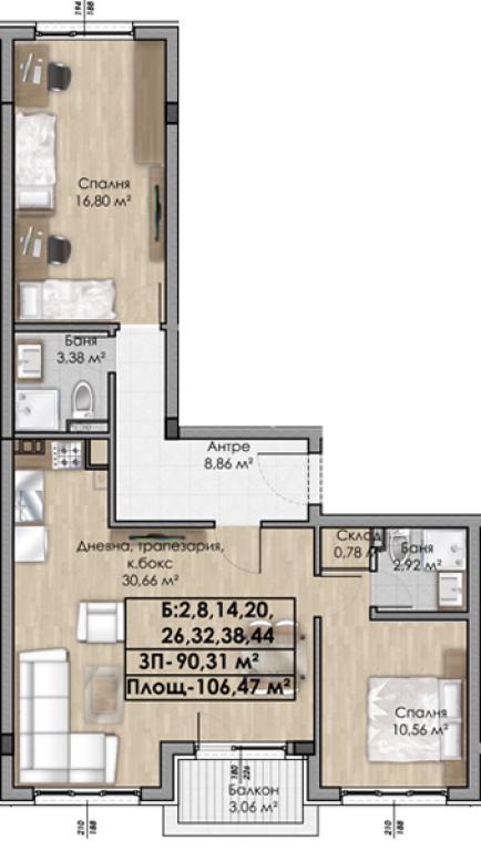 Two bedroom apartment image 58650